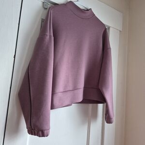 Thrive Societé Ultraluxe Mock-Neck Cropped Sweatshirt, Mauve, Womens Small